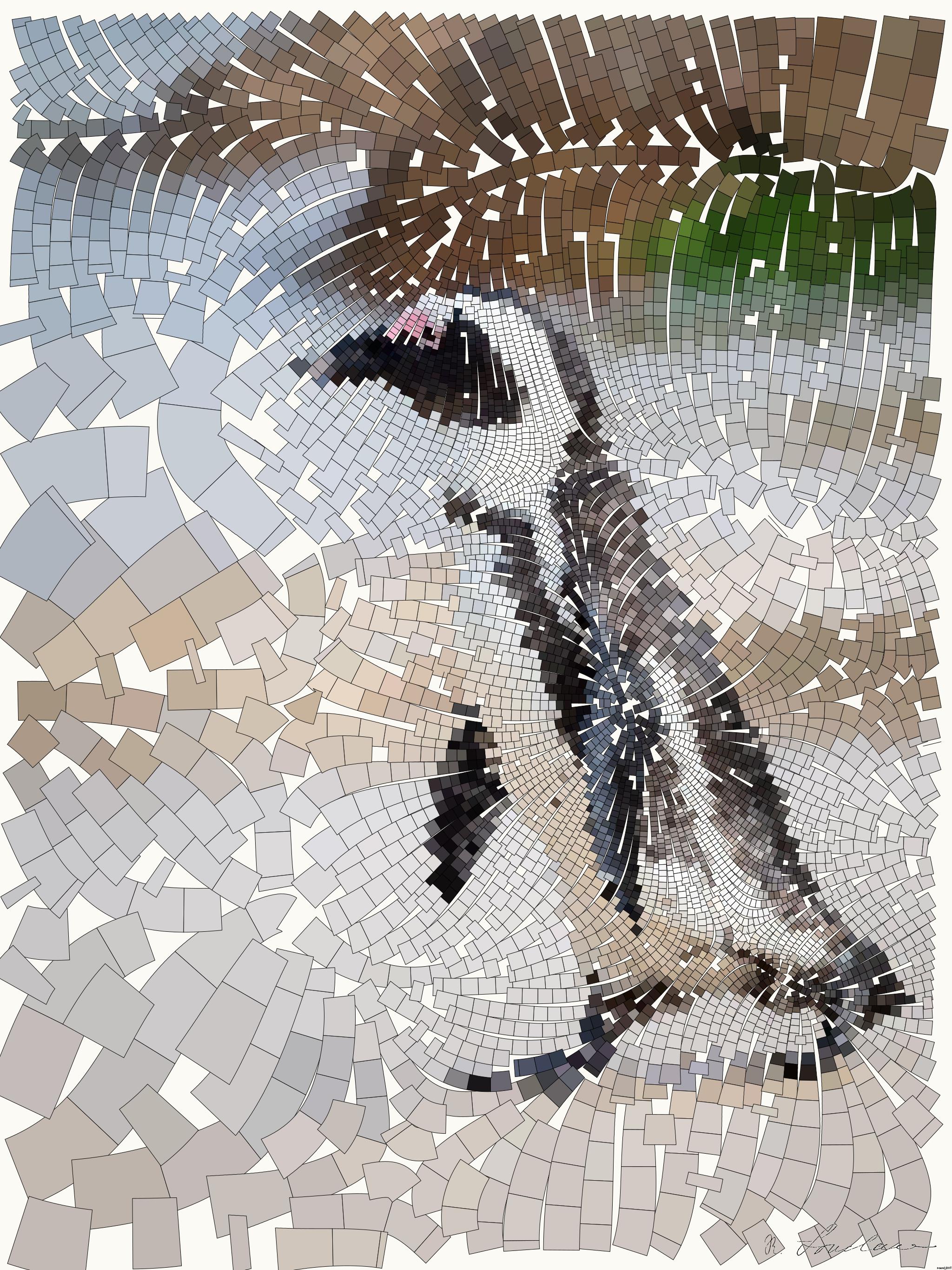 Drawn by bot nXwxKnGqDrmQ9VtzsofsbJ; art-flowy; A solitary African penguin strolls along a sandy beach, showcasing its distinctive black and white feathers. AI Art
