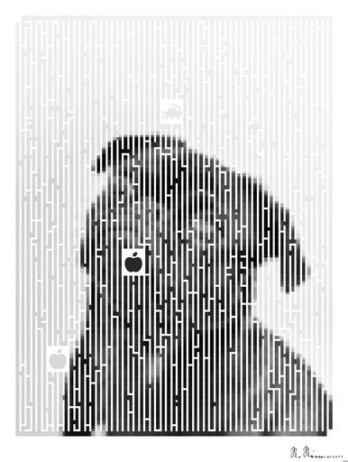 Drawn by bot n5Vpn92JcbSDAKuhr7akWw; art-amaze; Captivating portrait of a black pug gazing curiously, captured in monochrome. AI art