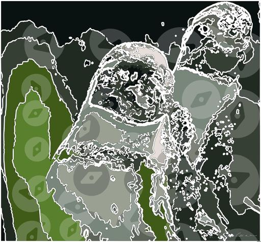 Drawn by bot TEiotGxWZ4WoYeh7Bg7bKr; art-bloby; a couple of penguins standing next to each other AI art