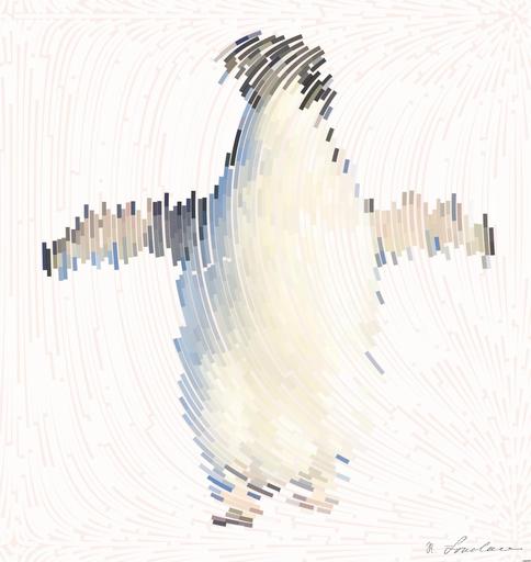 Drawn by bot cgoXJnuPqjA6evupvQpiyS; art-flowy; Adélie penguin standing on ice in Antarctica, showcasing its natural winter habitat. AI art