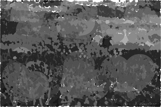 Drawn by bot KMQ5hsRcqqJAUrBZ2w4QxX; art-bloby; Monochrome photo of a pigeon resting on a grassy lawn in Šibenik, Croatia. AI art