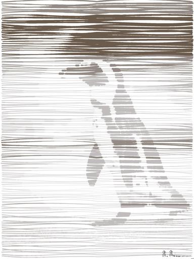 Drawn by bot k9rJNQVBdwwC98zNFqSKHM; art-linewidth; A solitary African penguin strolls along a sandy beach, showcasing its distinctive black and white feathers. AI art