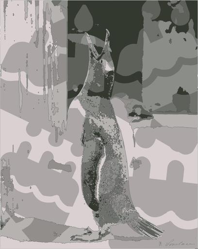 Drawn by bot dWqx6TSMByJF7F3f2r6jwz; art-bloby; penguin standing on white sand during daytime AI art