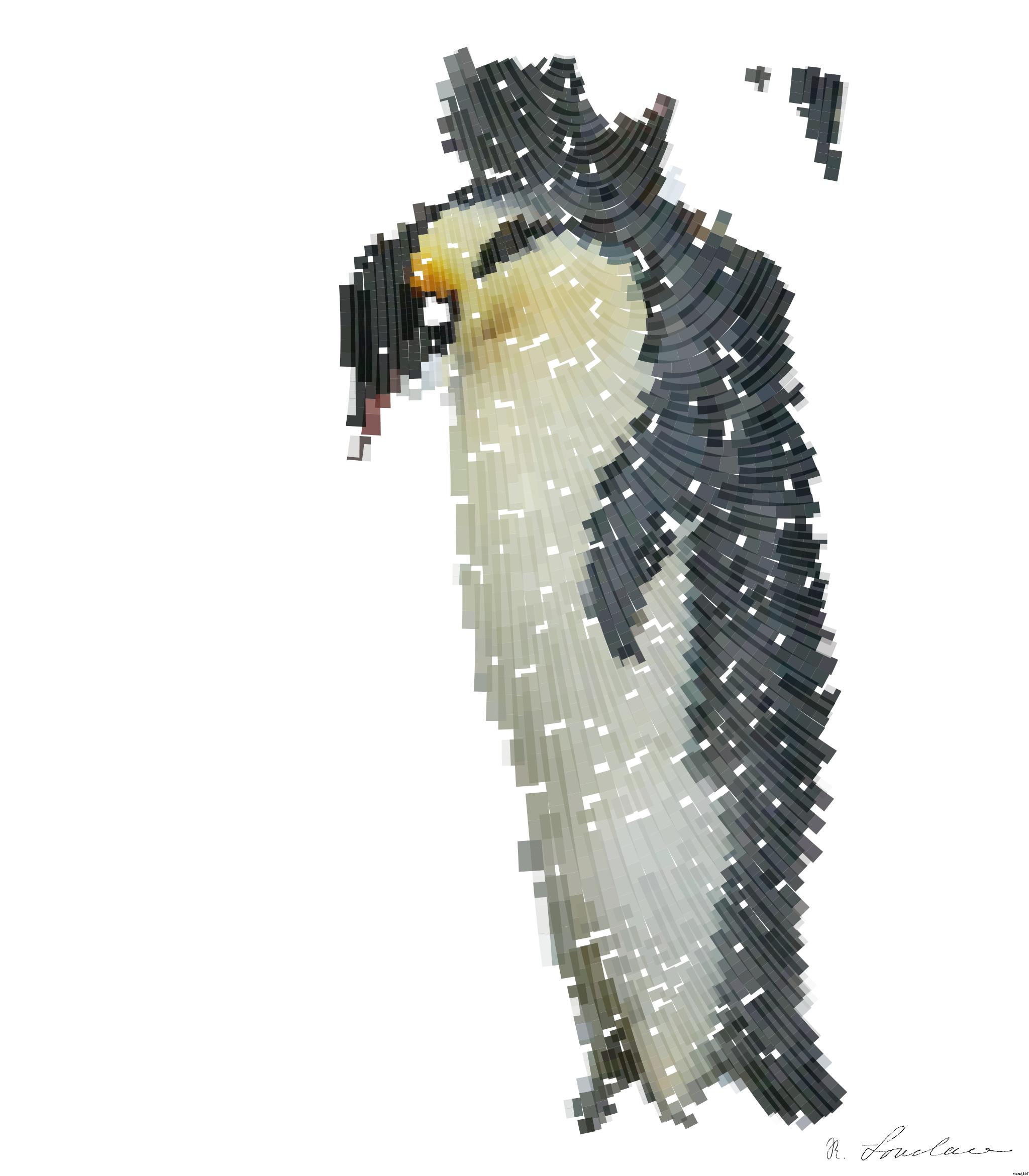 Drawn by bot RUewzizF6FNQVreWxMwx7K; art-flowy; A group of emperor penguins with their chicks on a snowy landscape showcasing family bonding in the wild. AI Art