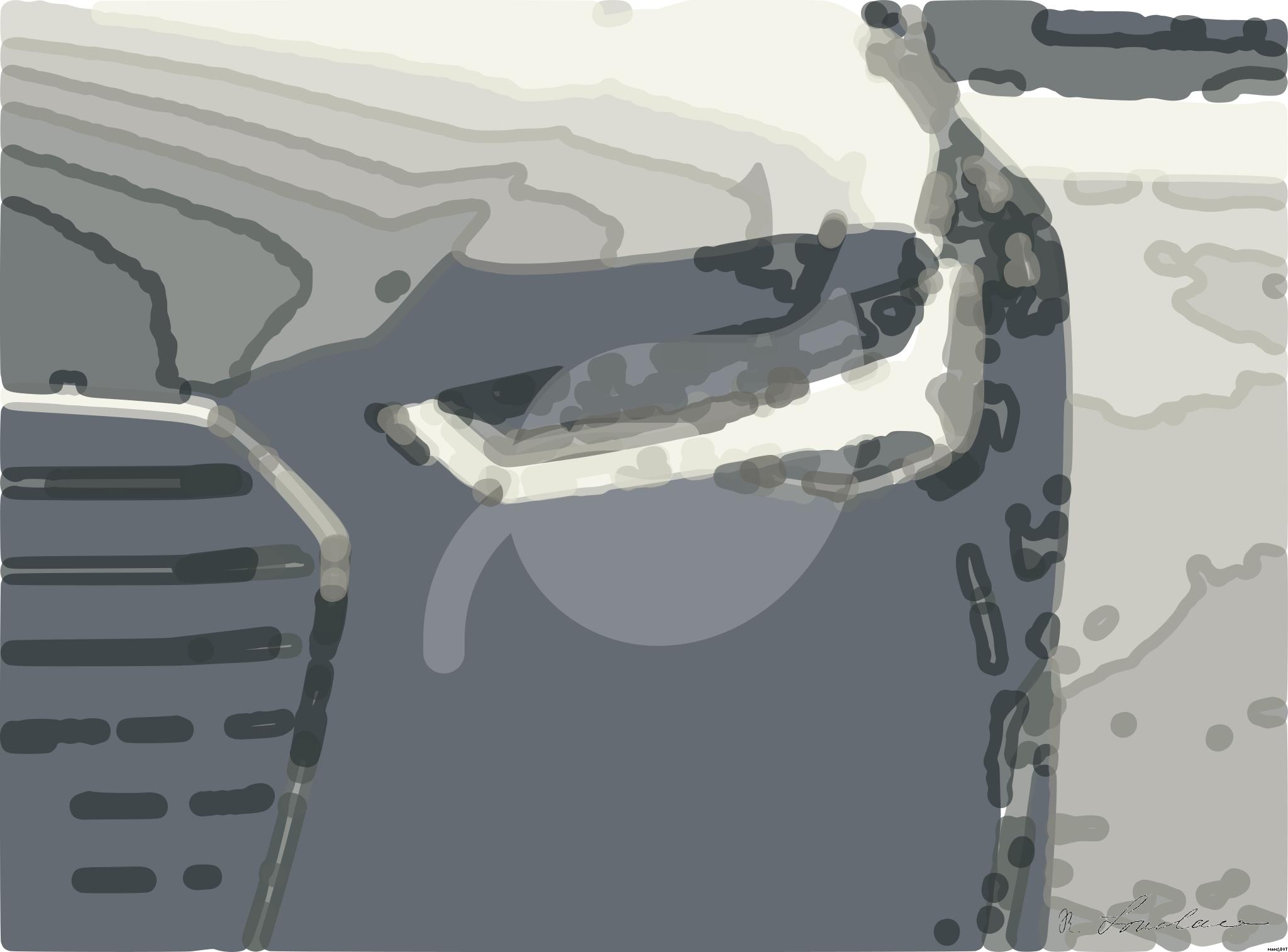 Drawn by bot h9qt3U2mV9he4VHjBDH9s2; art-bloby; A sleek, modern luxury car showcasing its chrome detailing and LED headlights on a city street. AI Art