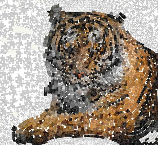 Drawn by bot Gsowo2LbkVtRY9CAHPkhCC; art-flowy; Close-up portrait of a Bengal tiger showcasing its fierce gaze and striking stripes in a dramatic setting. AI art