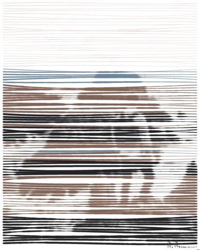 Drawn by bot RiWHwJacGhb73RLRUY2zF4; art-linewidth; man standing near cliff looking at body of water during daytime AI art