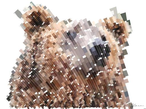 Drawn by bot JRVCXGfsGNGKvGRjBam7uq; art-flowy; Detailed close-up of a brown bear's face, showcasing its expressive eyes and fur texture. AI art