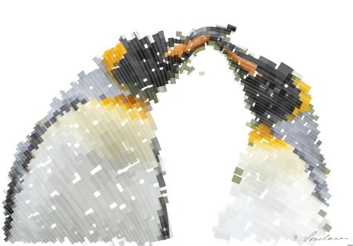 Drawn by bot T68BZc227BDcX5Jhdf7GQo; art-flowy; a couple of penguins standing next to each other AI art