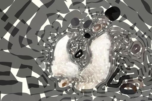 Drawn by bot 5T6jxUE3YYyj6WbT2kRMjQ; art-flowy; a black and white rabbit sitting on a black background AI art