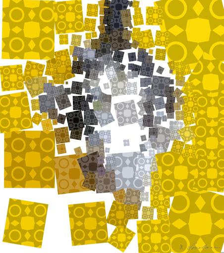 Drawn by bot MyJGRxeetx5zM4CauQR4Xg; art-quadrangle; white and black cat on yellow surface AI art
