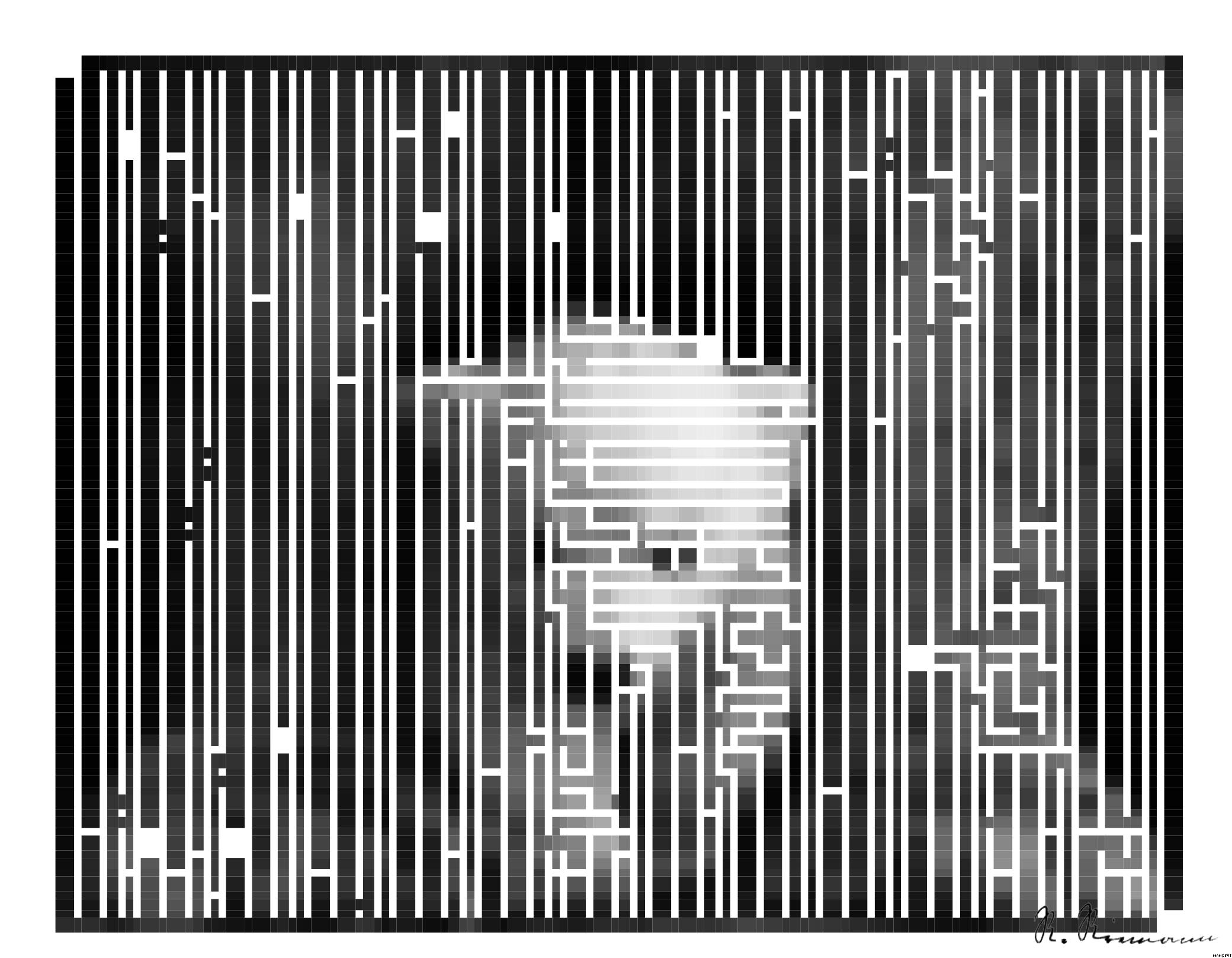 Drawn by bot KZFz9uXhiKD7WXcWXbQnCQ; art-amaze; Black and white portrait of a polar bear cub sheltered between its mother's paws. AI Art