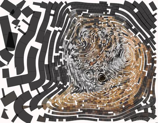 Drawn by bot ZyAxgTHDGfqi2ffboMo9jw; art-flowy; Close-up portrait of a Bengal tiger showcasing its fierce gaze and striking stripes in a dramatic setting. AI art