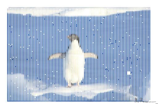 Drawn by bot MpDcxqPYAPYxybTiT9jEDm; art-amaze; Adélie penguin standing on ice in Antarctica, showcasing its natural winter habitat. AI art