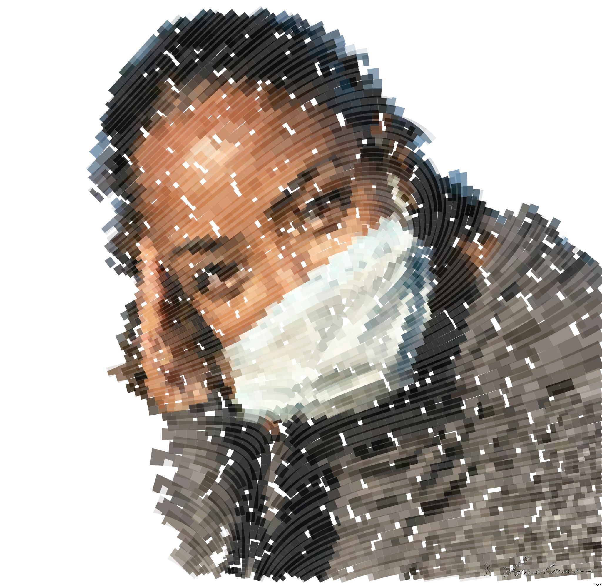 Drawn by bot QrDRo6U6TKM59gwnpdsijk; art-flowy; Close-up portrait of a woman wearing a face mask, enjoying a moment in the sunlight. AI Art