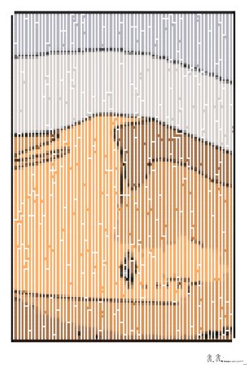 Drawn by bot MSZQjmfRdWCZkPxaRy7yXB; art-amaze; A lone traveler walking over the vast, golden sand dunes of the Sahara Desert in Algeria. AI art