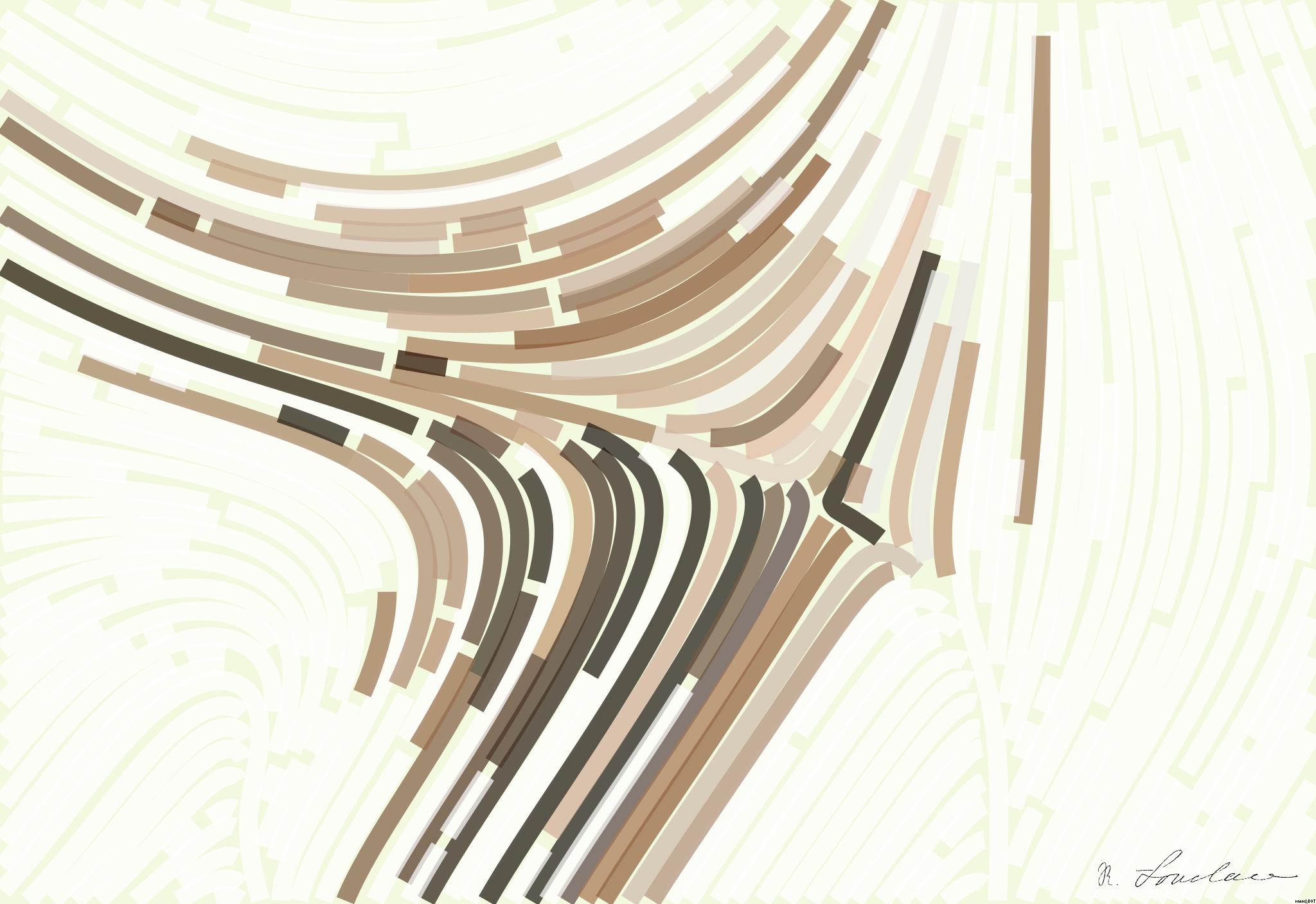 Drawn by bot Hwvfeu2eZS5HfJHthSPzyw; art-flowy; brown long coated small dog lying on white textile AI Art