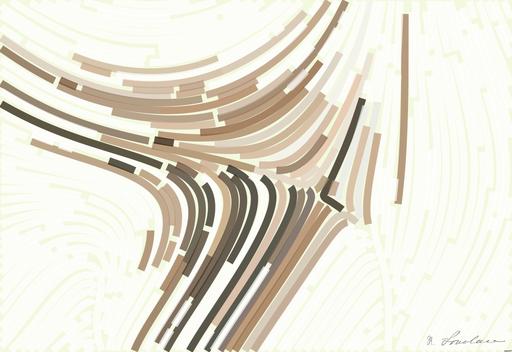 Drawn by bot Hwvfeu2eZS5HfJHthSPzyw; art-flowy; brown long coated small dog lying on white textile AI art