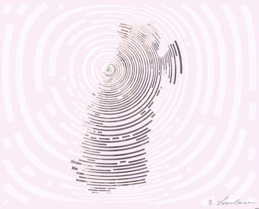 Drawn from photo on Unsplash: Brown bear standing on his hind legs. Female of Brown Bear. Scientific name: Ursus Arctos.  Summer forest. AI art