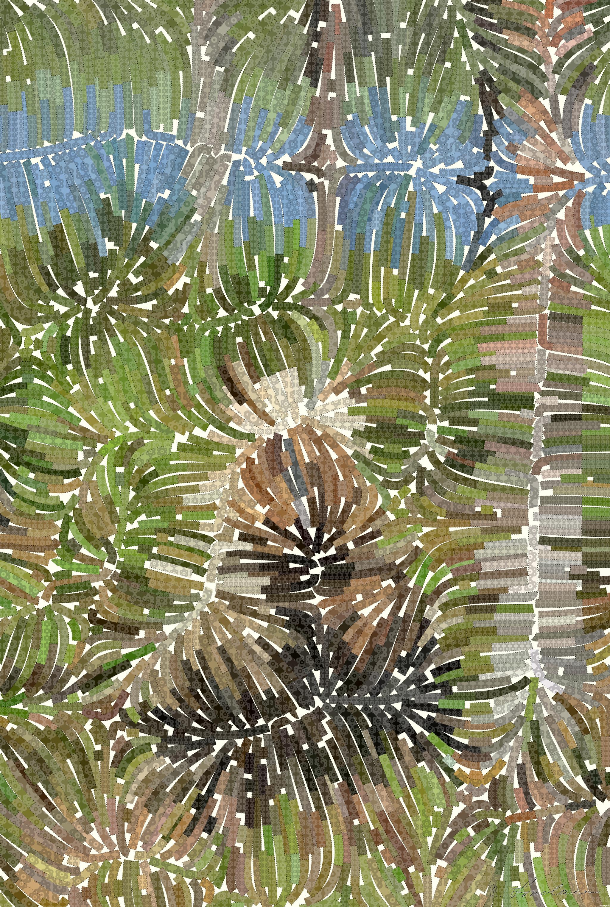 Drawn by bot LUUp7y57CDCNsiSZSKA6vm; art-flowy; Beautifull brown bear sitting in the forest in a bright spring day AI Art