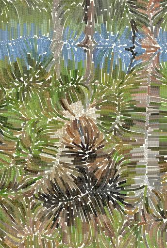 Drawn by bot LUUp7y57CDCNsiSZSKA6vm; art-flowy; Beautifull brown bear sitting in the forest in a bright spring day AI art