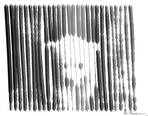 Drawn by bot 9cJ7EGfLtgt4dmU483q4jJ; art-linewidth; Black and white portrait of a polar bear cub sheltered between its mother's paws. AI art