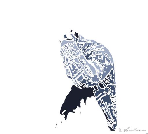 Drawn by bot kj3iAFim9NNGpNs5hHWJsS; art-bloby; A man in a plaid shirt sits by the water looking distressed, symbolizing stress. AI art