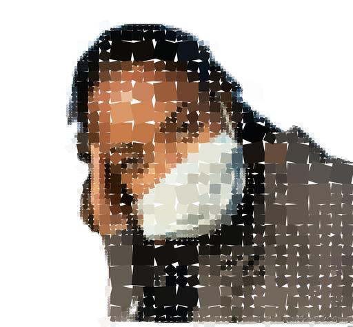 Drawn by bot gXySECZoMM5n9mc5ZCXcM4; art-quadrangle; Close-up portrait of a woman wearing a face mask, enjoying a moment in the sunlight. AI art