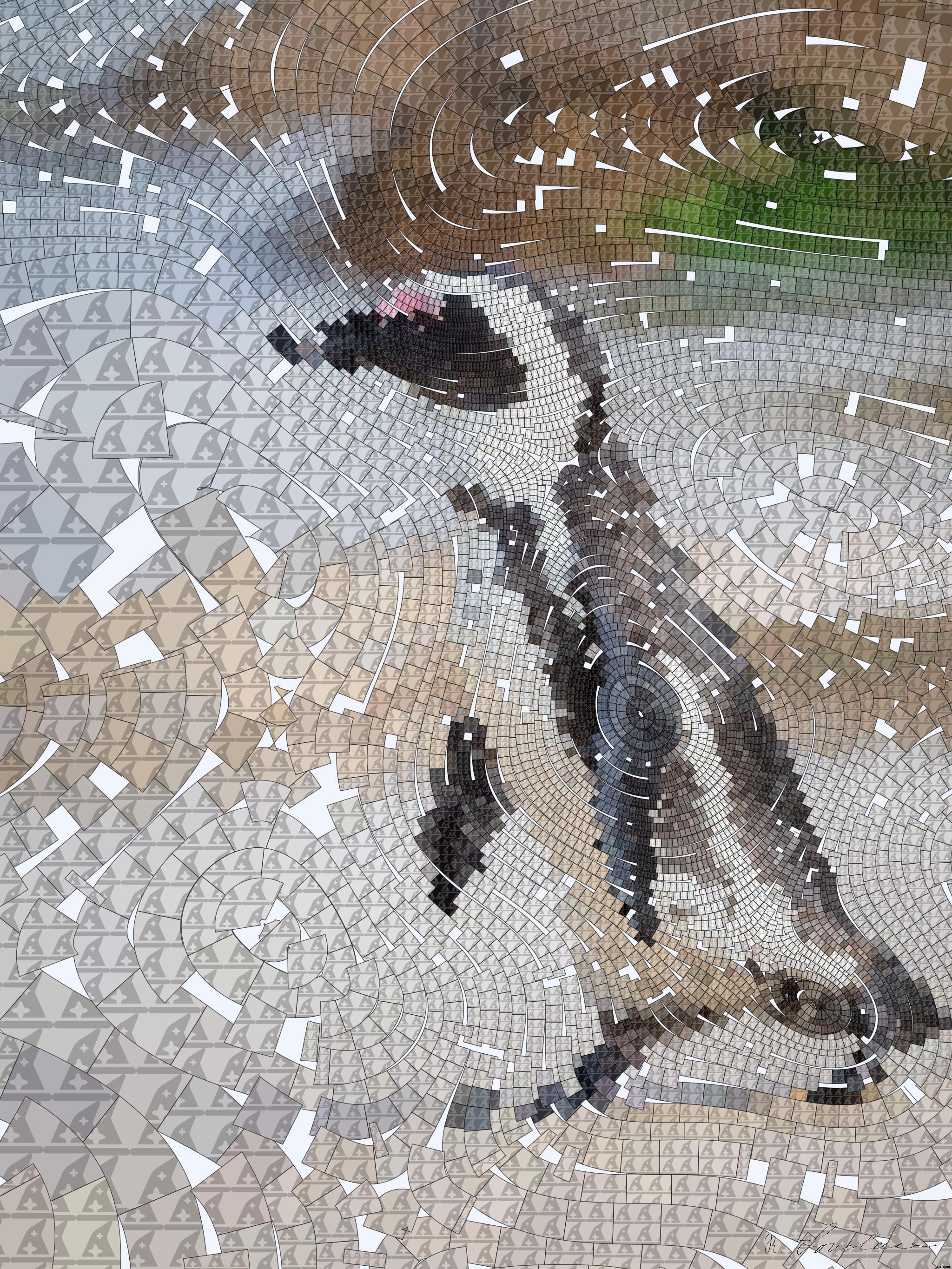Drawn by bot QCFLxEfTj7E57jDh6YXJ2z; art-flowy; A solitary African penguin strolls along a sandy beach, showcasing its distinctive black and white feathers. AI Art