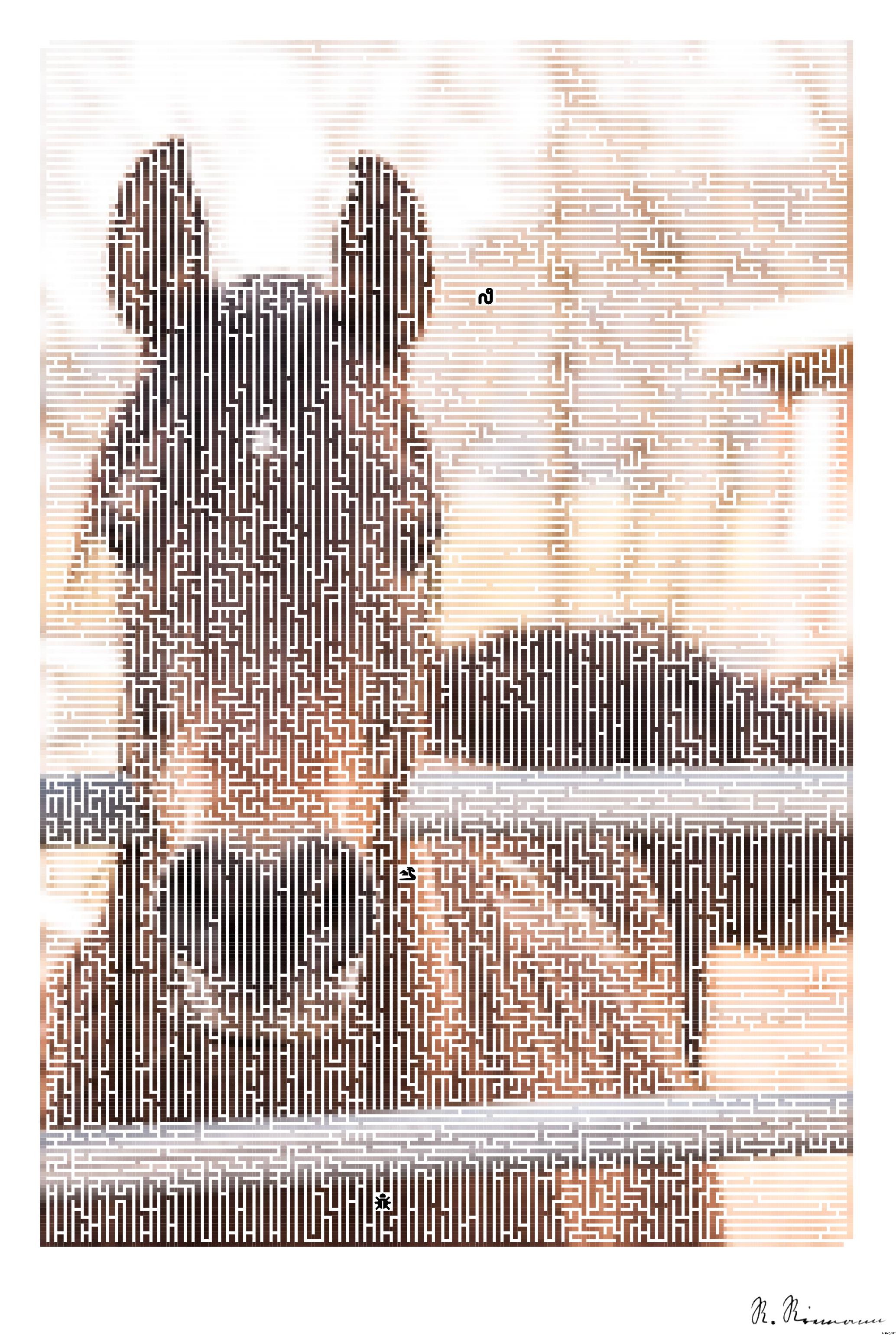 Drawn by bot jxVabcyxHEBweYmcpax3zD; art-amaze; Majestic brown horse looking directly at the camera in an open pasture setting. AI Art