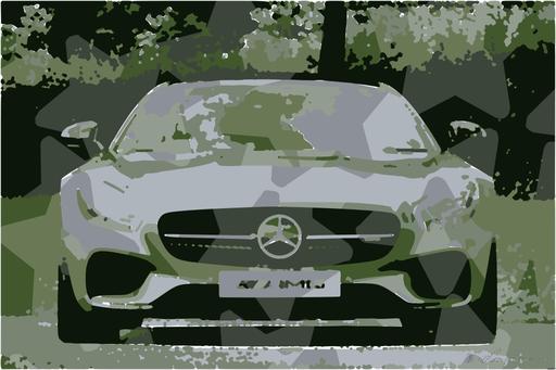Drawn by bot BTBs4iMdPYiLQzTNMPYQBM; art-bloby; Front view of a luxury Mercedes-Benz AMG against a natural backdrop. AI art
