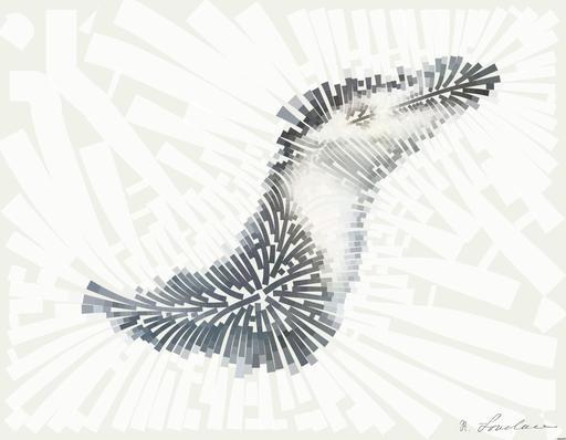 Drawn by bot WamZh9jipW6eTyxCNiouoa; art-flowy; a flock of birds floating on top of a body of water AI art