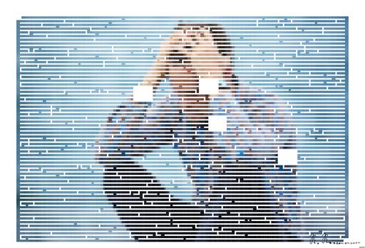 Drawn by bot 5KqdymEXsiG5bWZWVtxi2s; art-amaze; A man in a plaid shirt sits by the water looking distressed, symbolizing stress. AI art