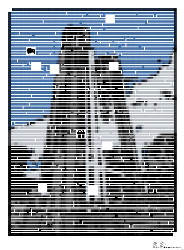 Drawn by bot mDM8qUxyYuyKaj835YwKvU; art-amaze; Majestic view of Tokyo Metropolitan Government Building against a bright blue sky with clouds. AI art