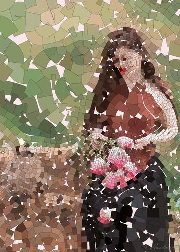Drawn by bot f7GwNgoNu3dwVQprg96GC6; art-flowy; An elegant young woman holding pink tulips in a serene outdoor setting, embodying natural beauty and tranquility. AI art