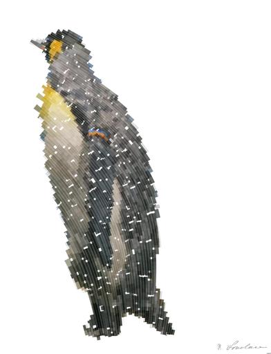 Drawn by bot bvmgNgtp2SpDycgcSWekee; art-flowy; King penguins standing together, showcasing their natural habitat in a snowy landscape. AI art