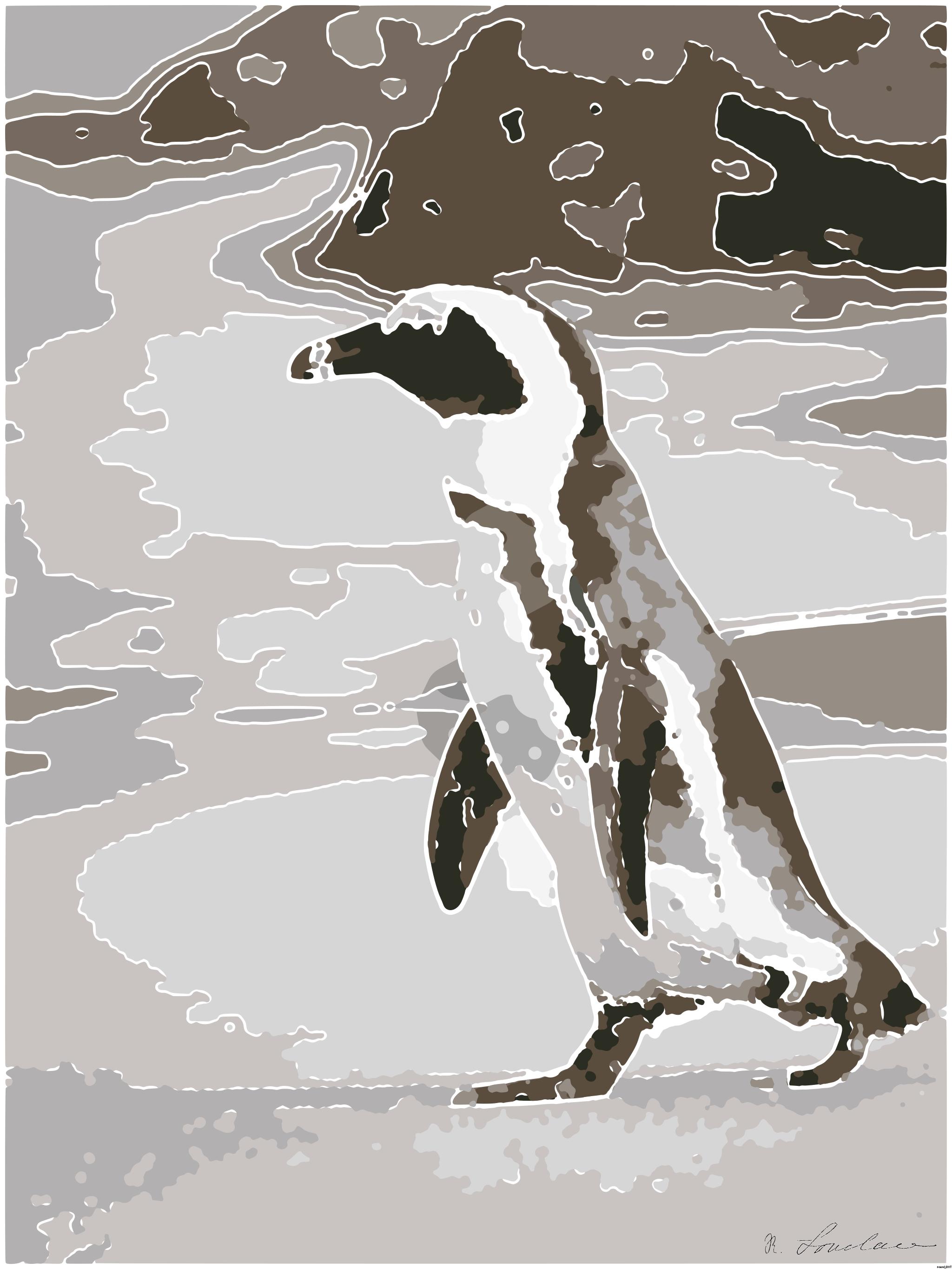 Drawn by bot 3Cu7A7ofxnR43gfW2f6qJz; art-bloby; A solitary African penguin strolls along a sandy beach, showcasing its distinctive black and white feathers. AI Art