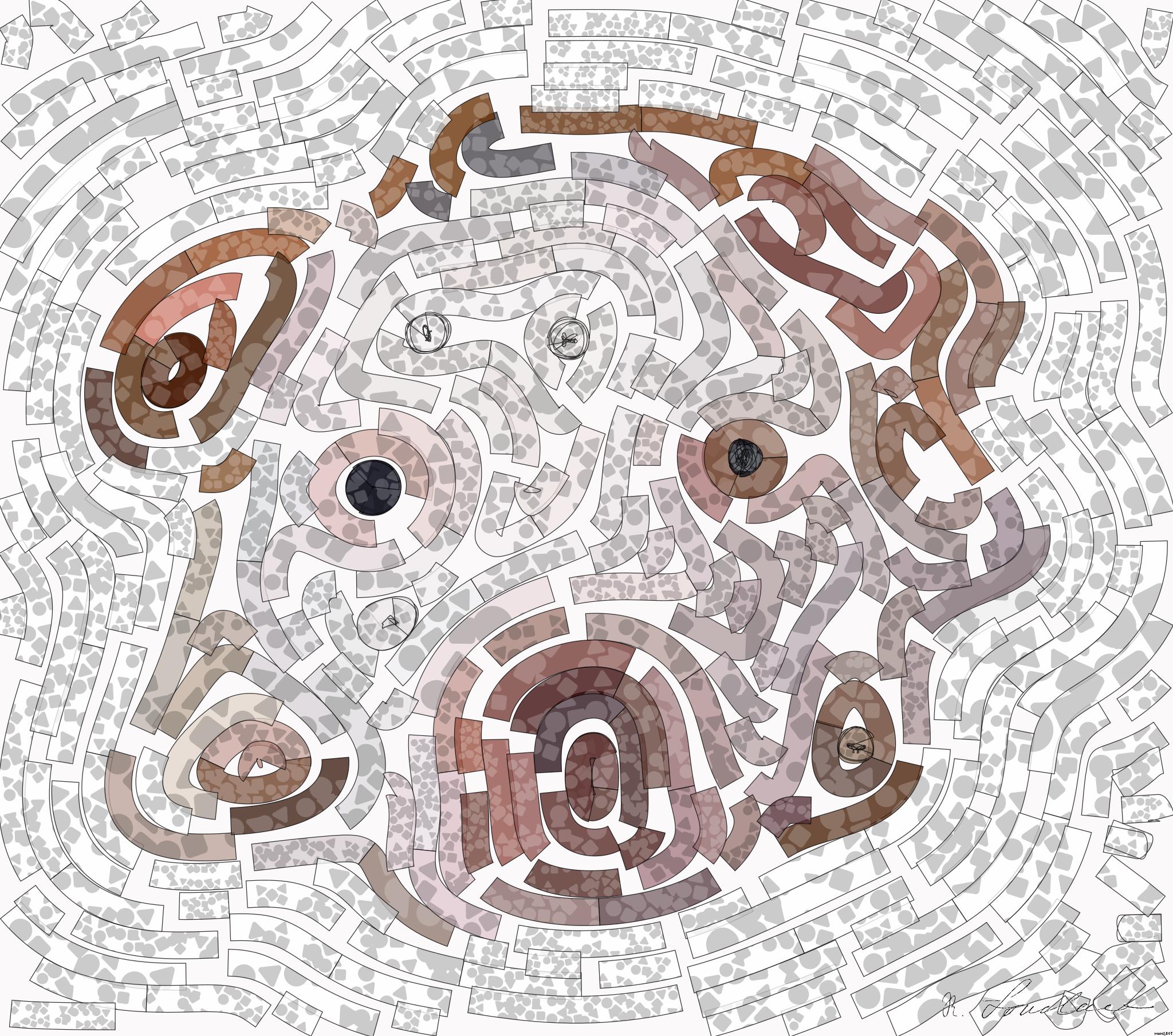 Drawn by bot EzKheo7N3cKYByQQFY5GLd; art-flowy; dog laying on area rug AI Art