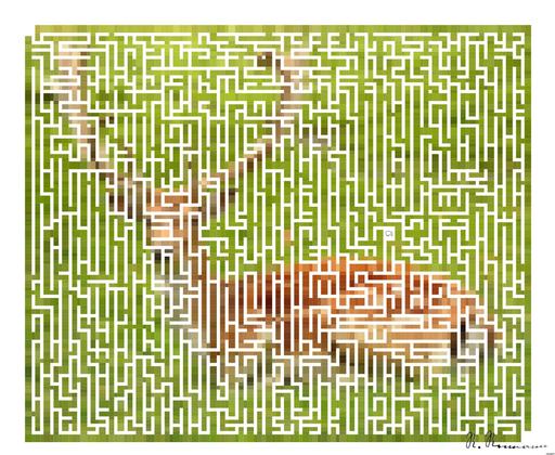 Drawn by bot awm7Zz2SufBv7dwkbXGNtM; art-amaze; A fallow deer with antlers resting peacefully in a lush green meadow. AI art