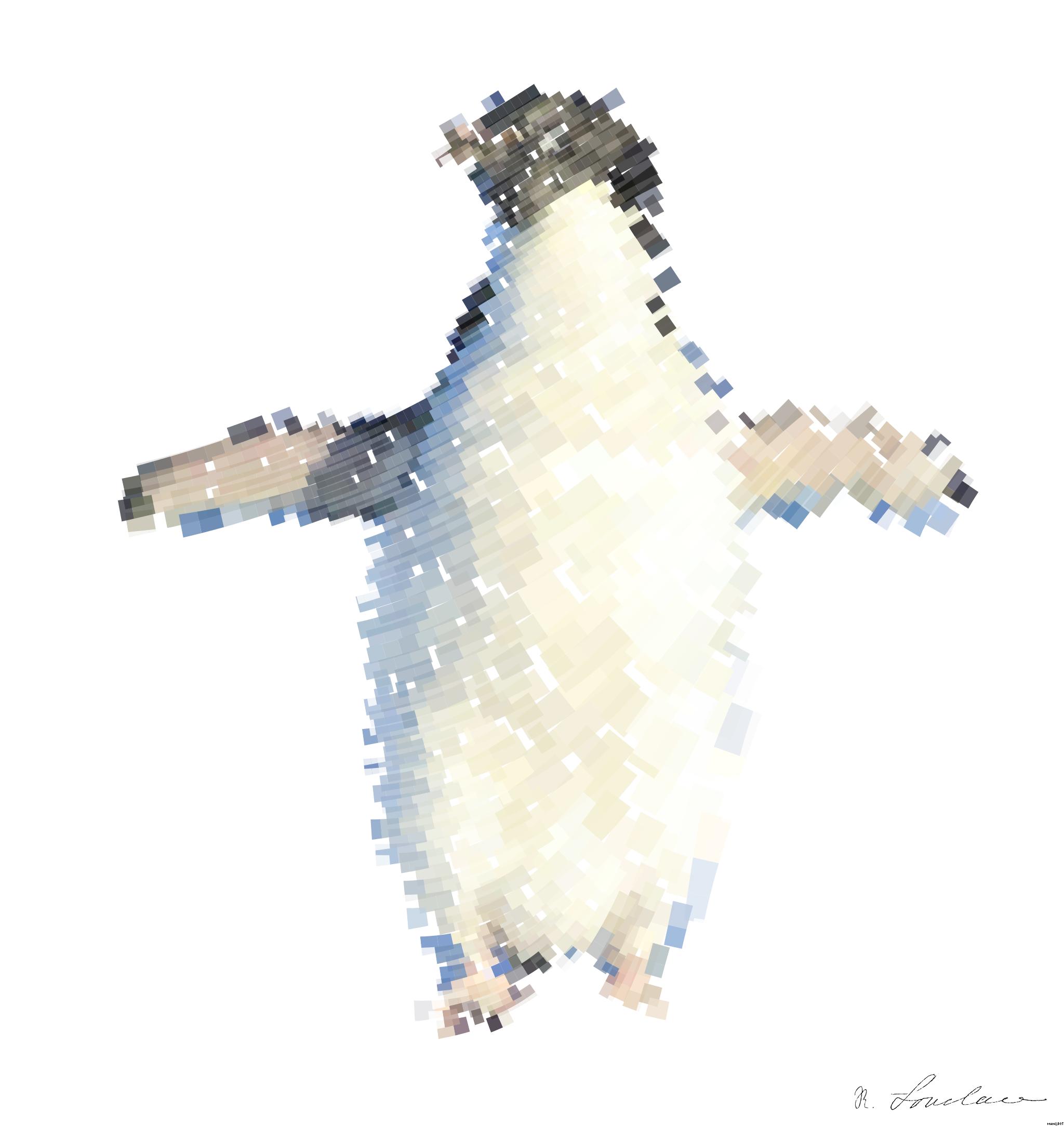 Drawn by bot jd9odjaXcLDKJMyfHHPn7q; art-flowy; Adélie penguin standing on ice in Antarctica, showcasing its natural winter habitat. AI Art