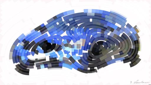 Drawn by bot XxpU3BtTLkL8fhju5ZPWSH; art-flowy; Modern blue luxury car parked by a scenic roadside on a sunny day. Stylish design. AI art