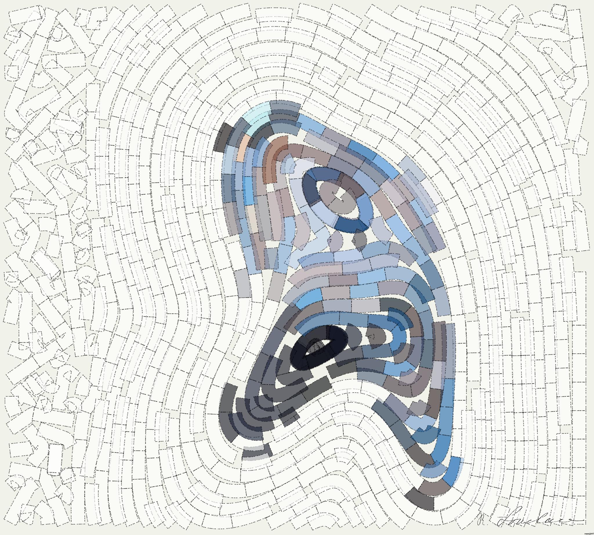 Drawn by bot h2cGPVisoBZt2j2V2H8LVM; art-flowy; A man in a plaid shirt sits by the water looking distressed, symbolizing stress. AI Art