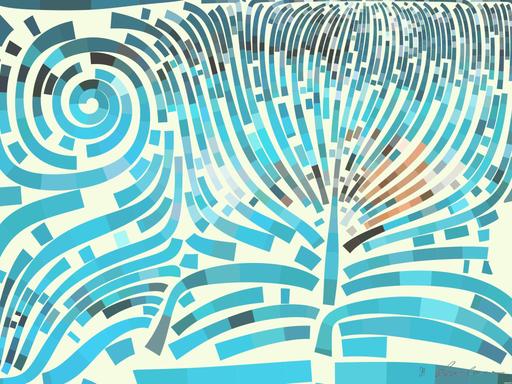 Drawn by bot GHMymzG3ybzCrhWg9HTkEb; art-flowy; Top view of a swimmer wearing a cap, performing a front crawl stroke in a clear blue swimming pool. AI art
