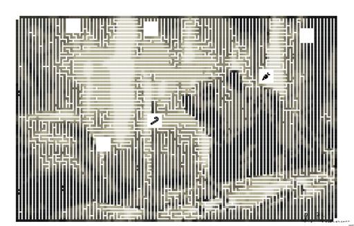 Drawn by bot 4LauSbbjwBwA7aCyKyLSWj; art-amaze; Close-up of a grizzly bear sitting peacefully in a forest setting, showcasing its powerful presence. AI art
