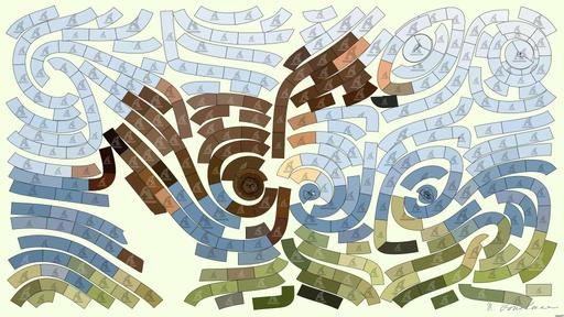 Drawn by bot J2b8PxR9i9wG74r64yGVGp; art-flowy; A beautiful brown horse stands in a lush grassy field with mountains in the background. AI art