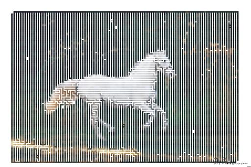 Drawn by bot BwdtehY72EWDNeA8S6YpHF; art-amaze; A majestic white horse gallops gracefully through a lush green landscape. AI art