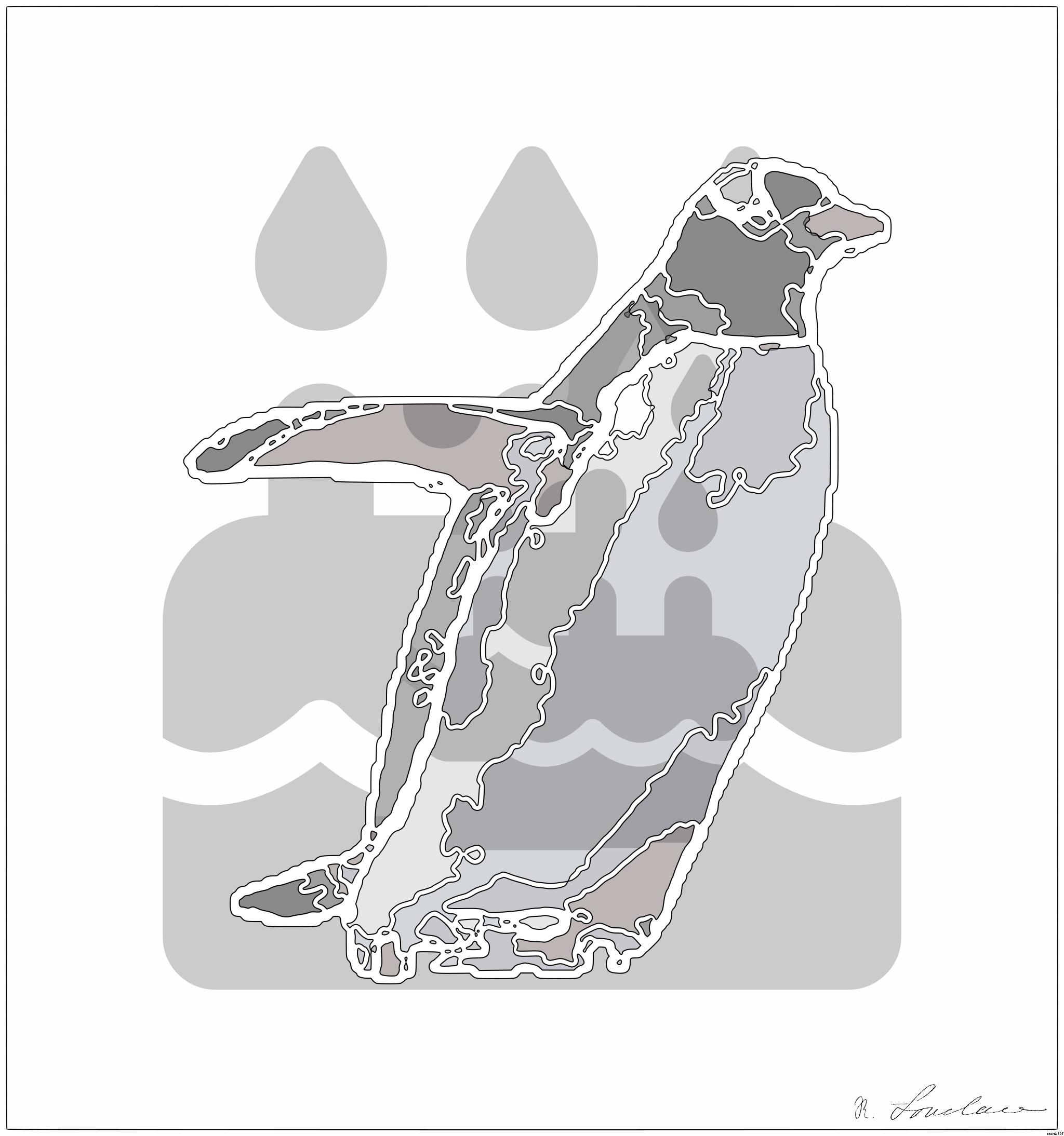 Drawn by bot Q67pH7aAUwhXWbkNZSHgZz; art-bloby; white and black penguin AI Art