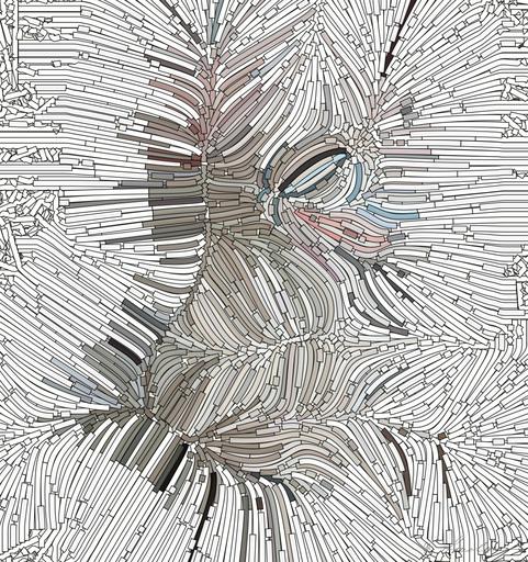 Drawn by bot YsiQibtcroaAbMNtRQhstR; art-flowy; Close-up portrait of an adorable cream-colored kitten with blue eyes resting indoors. AI art