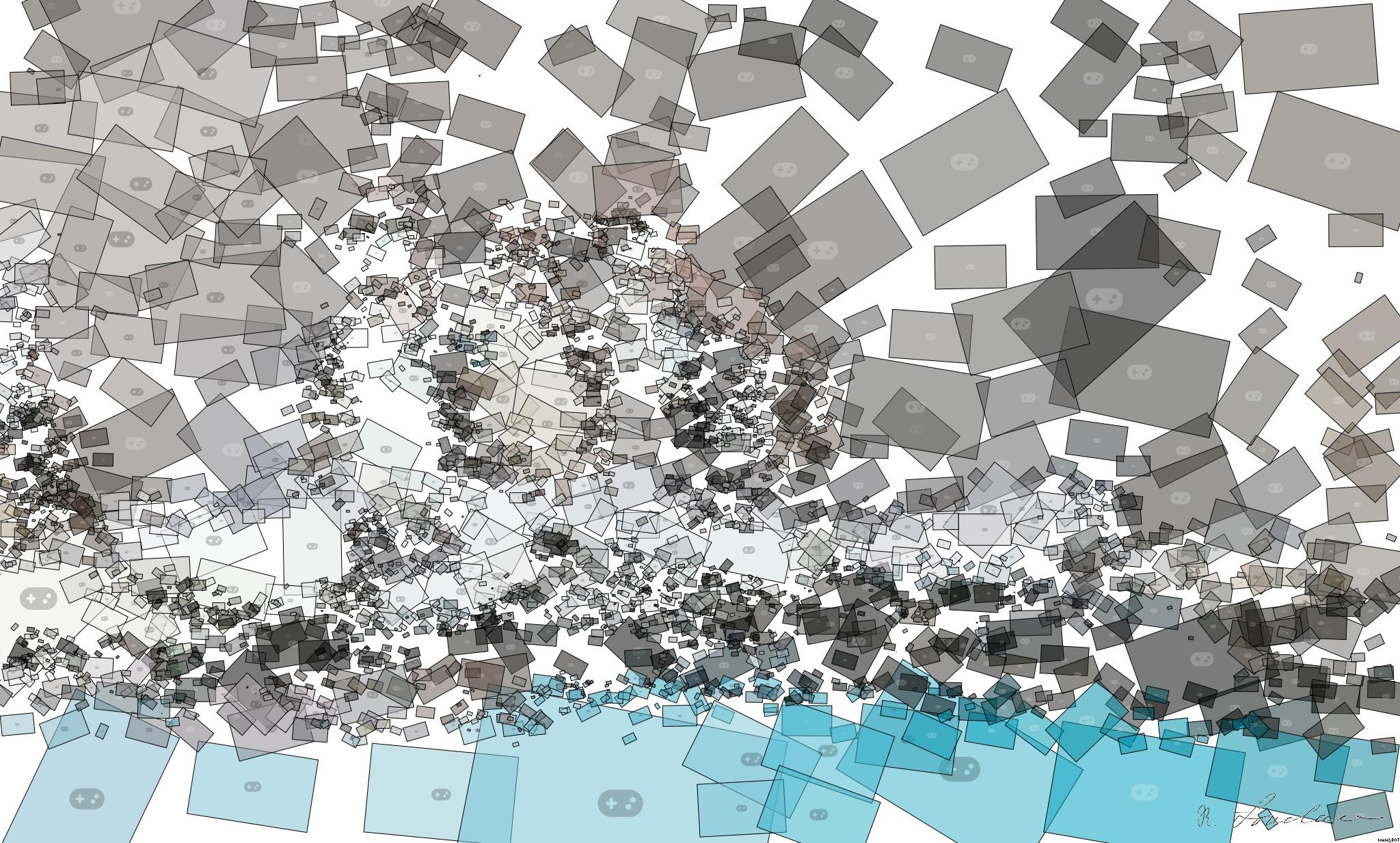 Drawn by bot PFDQG2CzX3iKFSnPV3qbAr; art-quadrangle; Group of Humboldt penguins gathering on rocks near the water's edge in a zoo setting. AI Art