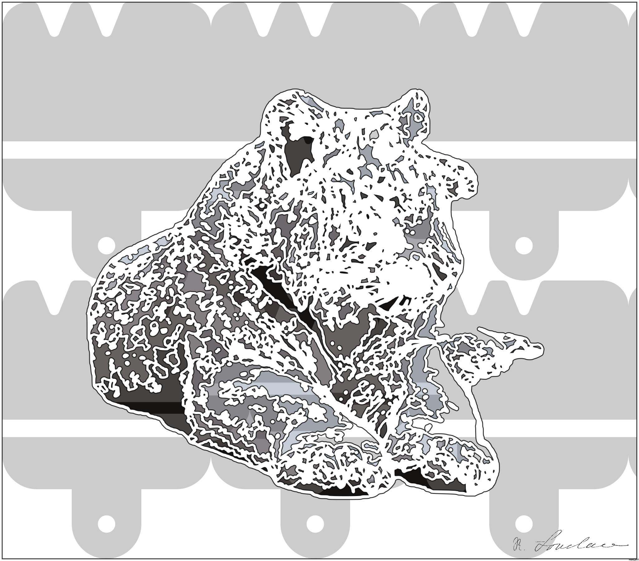 Drawn from photo on Unsplash: white tiger on brown ground AI Art